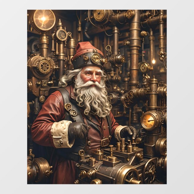Autocollant Pour Fenêtre Clou de fenêtre Père Noël Steampunk (Feuille)