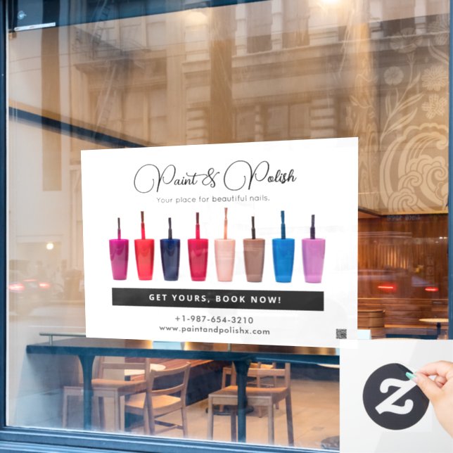 Autocollant Pour Fenêtre Clou Polonais Couleur Ensemble Salon à ongles (Fenêtre de café)