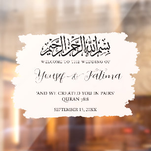 Autocollant Pour Fenêtre Clouage en verre de l'Affiche de bienvenue Mariage