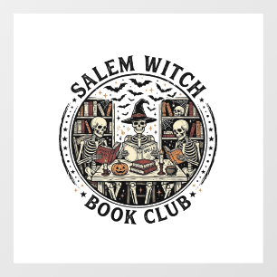 Autocollant Pour Fenêtre Club de lecture de Salem Witch Livre squelette vin