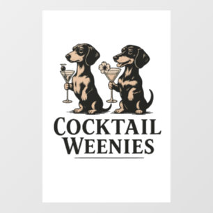 Autocollant Pour Fenêtre Cocktails Weenies Drôle de chien teckel saucisse