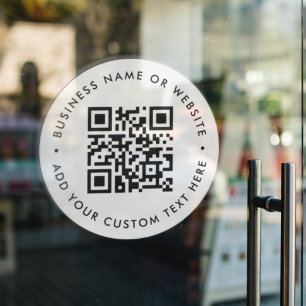 Autocollant Pour Fenêtre Code QR Affaires Minimaliste Blanc Scannable Ron