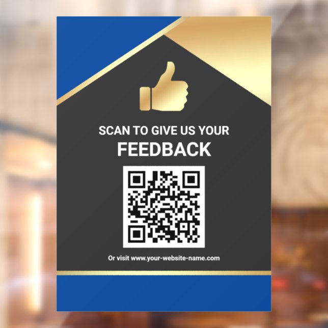 Autocollant Pour Fenêtre Code QR Blue Gold Commentaires des clients (Feuille 2)