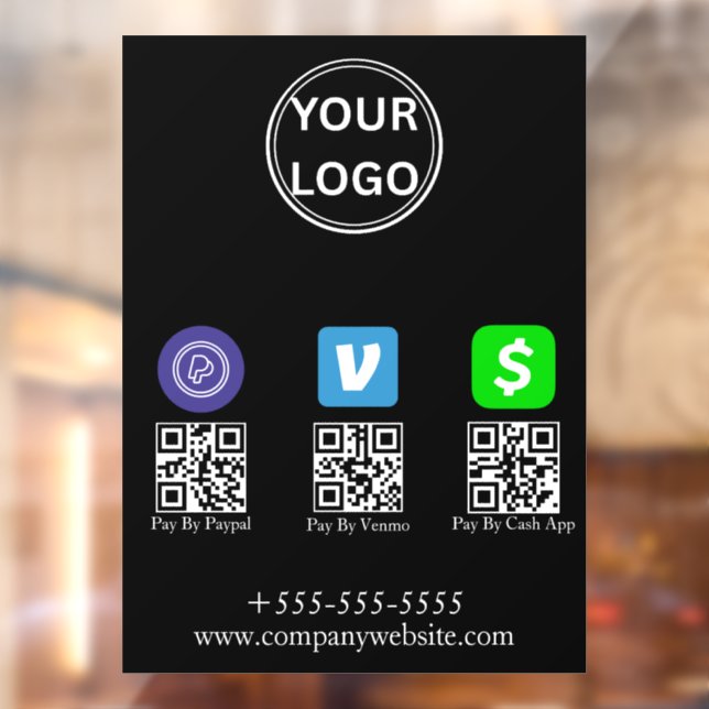 Autocollant Pour Fenêtre Code QR Cash App Venmo Paypal Scan pour payer Logo (Feuille 2)