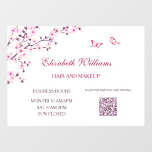 Autocollant Pour Fenêtre Code QR Cerisier Fleur Rose Blanc