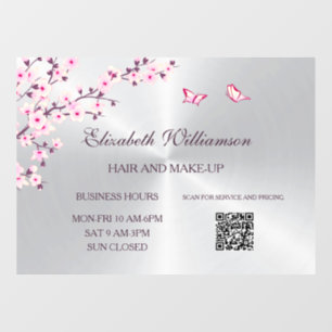 Autocollant Pour Fenêtre Code QR   Cherry Blossom Pink Silver Salon