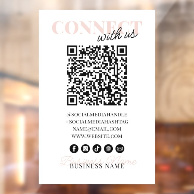 Autocollant Pour Fenêtre Code QR Connectez-vous avec nous Entreprise Script (Feuille 2)