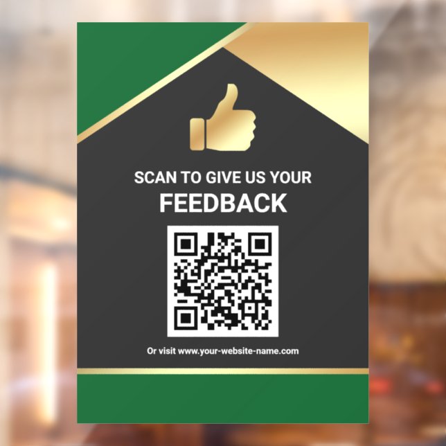 Autocollant Pour Fenêtre Code QR de commentaires de clients Gold Green (Feuille 2)
