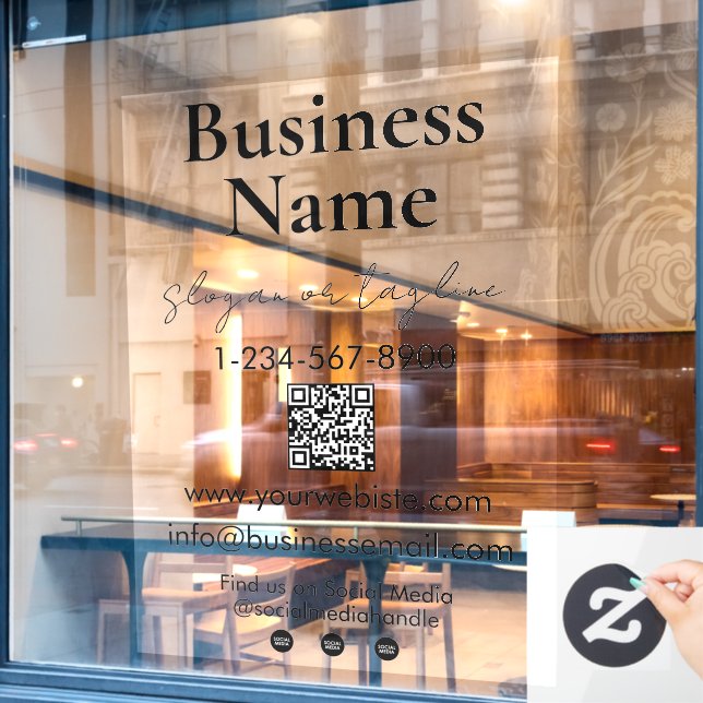 Autocollant Pour Fenêtre Code QR de la vitrine de votre entreprise Coordonn (Fenêtre de café)