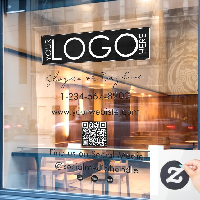 Autocollant Pour Fenêtre Code QR de la vitrine de votre entreprise Logo Rés (Fenêtre de café)