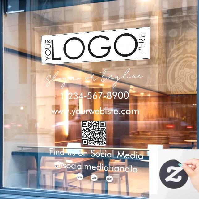 Autocollant Pour Fenêtre Code QR de la vitrine de votre entreprise Logo Rés (Fenêtre de café)