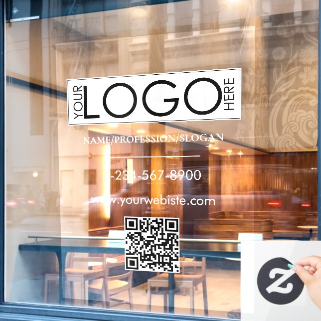 Autocollant Pour Fenêtre Code QR de la vitrine du logo de la société blanch (Fenêtre de café)