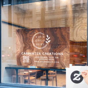 Autocollant Pour Fenêtre Code QR de logo de menuiserie en bois moderne élég