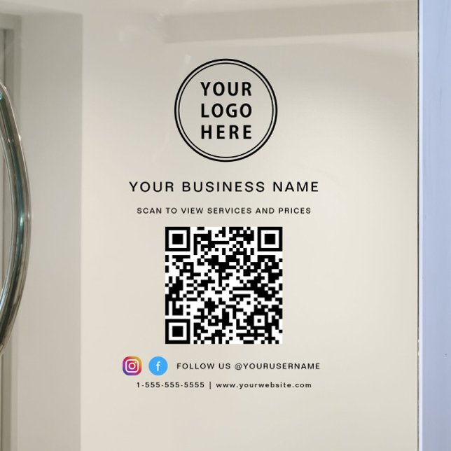Autocollant Pour Fenêtre Code QR de logo d'entreprise (Business Logo QR Code Window Cling)