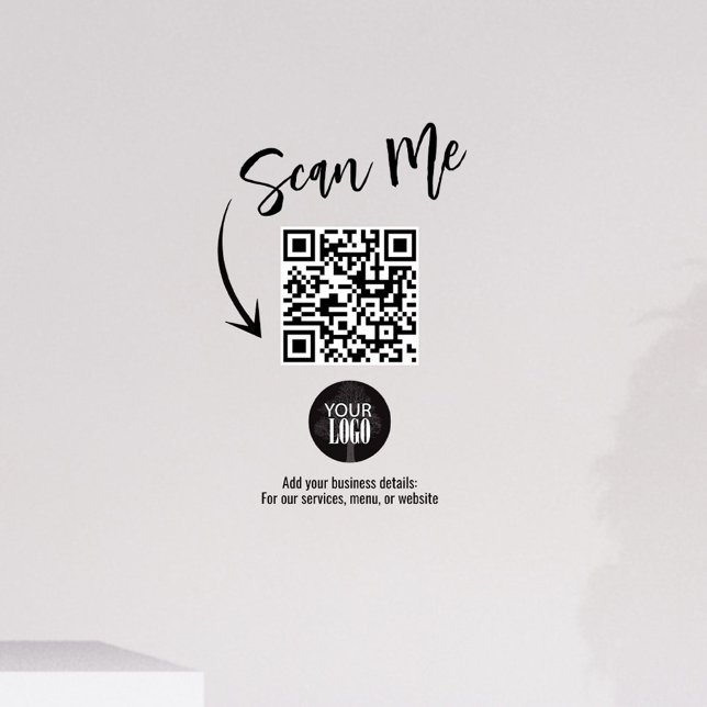 Autocollant Pour Fenêtre Code QR de logo d'entreprise simple  (Businesses add your logo window cling. )