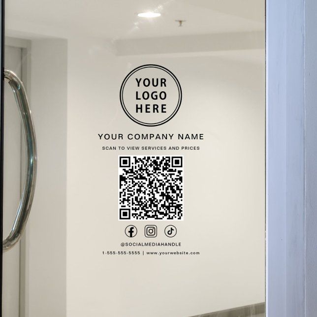 Autocollant Pour Fenêtre Code QR de logo social d'entreprise (Business Logo Social Media QR Code Window Cling)