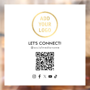 Autocollant Pour Fenêtre Code QR de médias sociaux Ajoutez votre logo Blanc