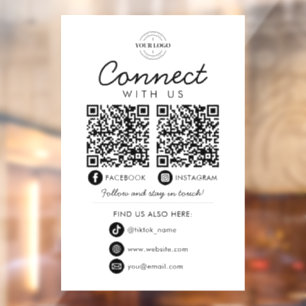 Autocollant Pour Fenêtre Code QR de médias sociaux pour se connecter avec n