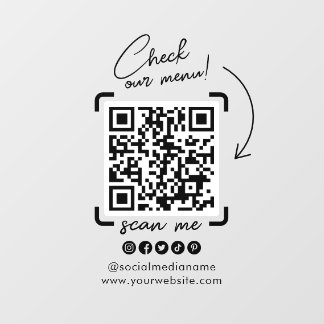 Autocollant Pour Fenêtre Code QR de médias sociaux transparent personnalisé