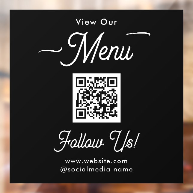Autocollant Pour Fenêtre Code QR de menu d'entreprise simple (Feuille 2)