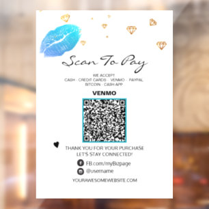 Autocollant Pour Fenêtre *~* Code QR de paiement Beauty Pay Lèvres Autocoll