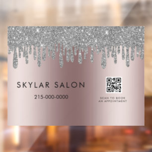 Autocollant Pour Fenêtre code QR de styliste du salon de coiffure Rose Gold