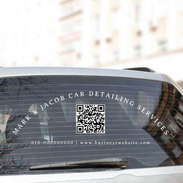 Autocollant Pour Fenêtre Code QR de texte personnalisé minimal pour voiture (Créateur téléchargé)