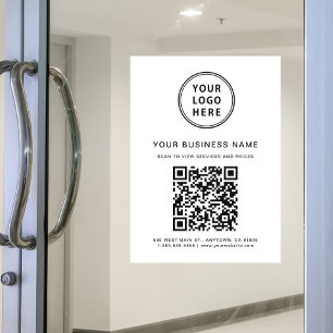 Autocollant Pour Fenêtre Code QR d'entreprise et logo blanc