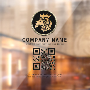 Autocollant Pour Fenêtre Code QR d'entreprise et logo élégant de lion