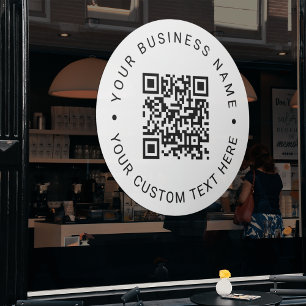 Autocollant Pour Fenêtre Code QR d'entreprise minimal Scannable blanc