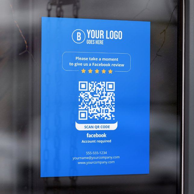 Autocollant Pour Fenêtre Code QR des avis Facebook Évaluez mon entreprise 5 (Créateur téléchargé)