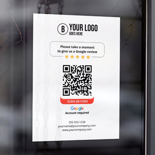 Autocollant Pour Fenêtre Code QR des avis Google Évaluez mon entreprise 5 é (Créateur téléchargé)