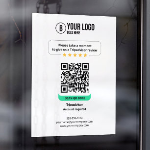 Autocollant Pour Fenêtre Code QR des avis Tripadvisor Évaluez l'entreprise