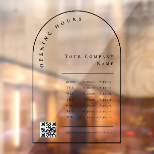 Autocollant Pour Fenêtre Code QR des heures d'ouverture de l'élégante arche