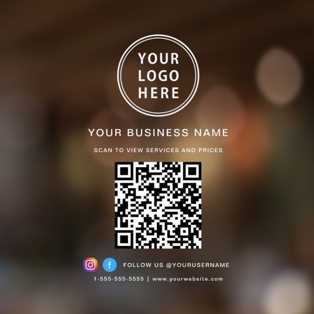 Autocollant Pour Fenêtre Code QR du logo de l'entreprise (Business Logo QR Code Window Cling)