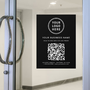 Autocollant Pour Fenêtre Code QR du logo de l'entreprise noir