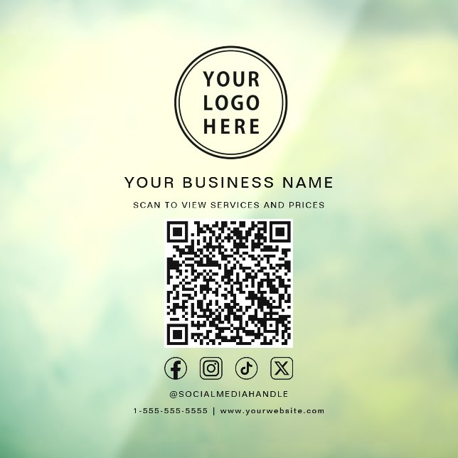 Autocollant Pour Fenêtre Code QR du logo de l'entreprise Réseaux sociaux (Feuille 3)