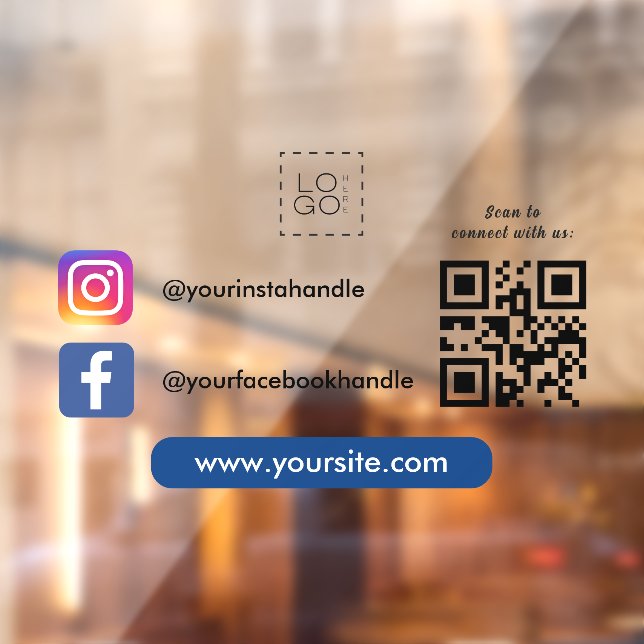 Autocollant Pour Fenêtre Code QR du logo de l'entreprise sur un carré perso (Feuille 2)