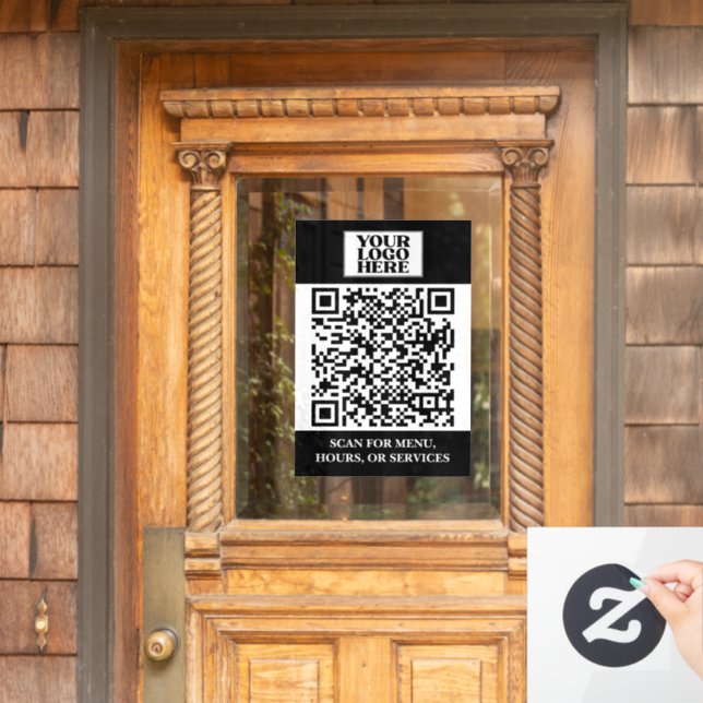 Autocollant Pour Fenêtre Code QR du logo d'entreprise noir (Porte d'accueil)