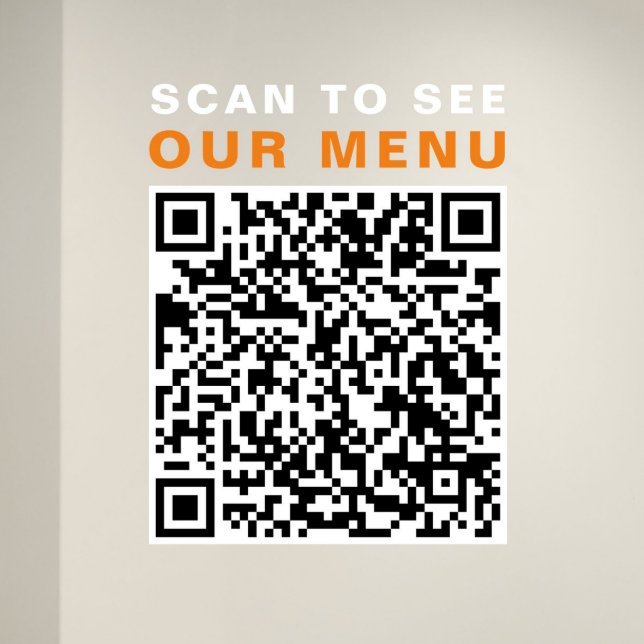 Autocollant Pour Fenêtre Code QR du menu du café-restaurant (Restaurant Cafe Menu QR Code Window Cling)