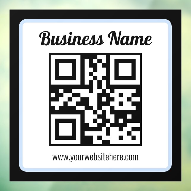 Autocollant Pour Fenêtre Code QR éditable & Texte avec bordure bleu clair (Feuille 3)