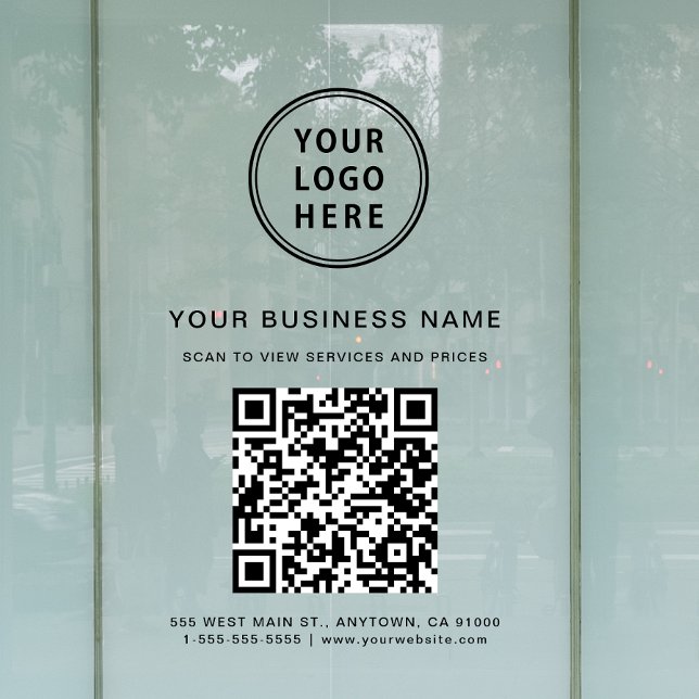 Autocollant Pour Fenêtre Code QR et logo de l'entreprise (Elevate your business with a custom Logo and QR code window cling sign)