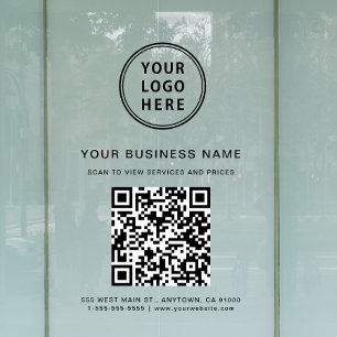 Autocollant Pour Fenêtre Code QR et logo d'entreprise