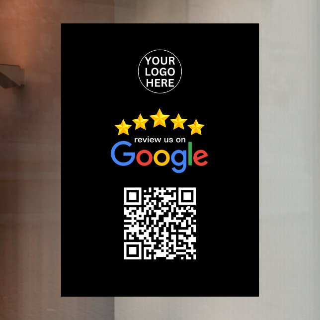 Autocollant Pour Fenêtre Code QR Google Business Review 5 étoiles Noir (Créateur téléchargé)