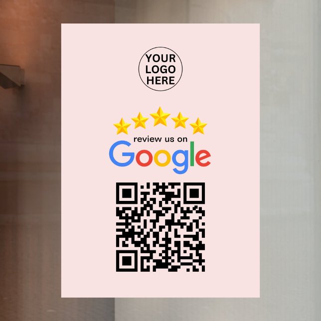 Autocollant Pour Fenêtre Code QR Google Review Business 5 étoiles Rose Blus (Créateur téléchargé)
