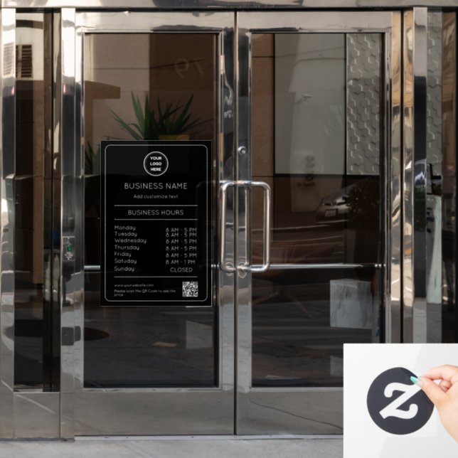 Autocollant Pour Fenêtre Code QR Heures d'Ouverture Horaires Entreprise Log (Porte de bureau)
