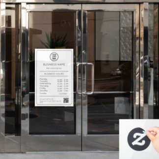 Autocollant Pour Fenêtre Code QR Heures d'Ouverture Horaires Entreprise Log