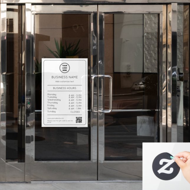 Autocollant Pour Fenêtre Code QR Heures d'Ouverture Horaires Entreprise Log (Porte de bureau)