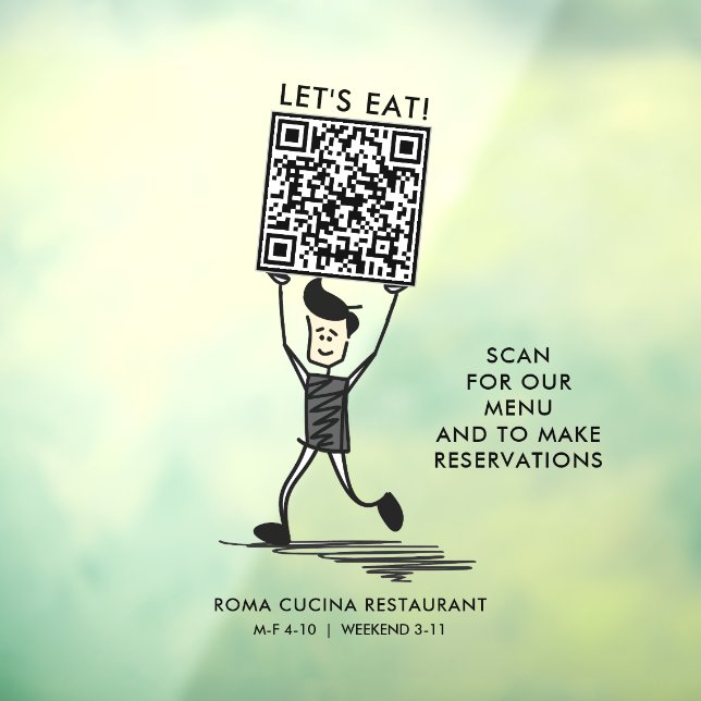 Autocollant Pour Fenêtre Code QR Let's Eat (Feuille 3)