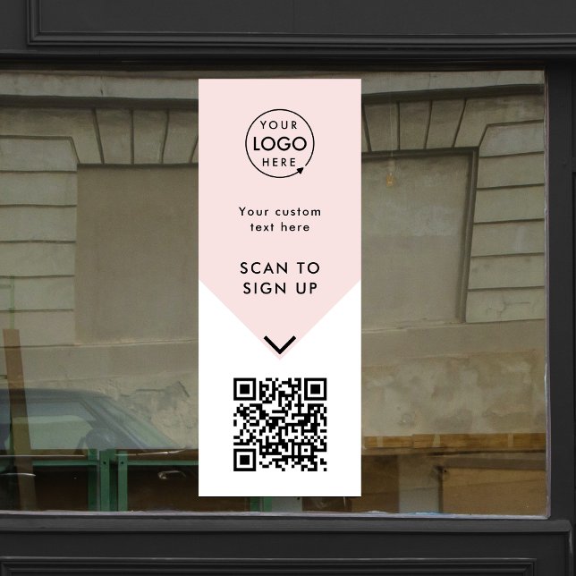 Autocollant Pour Fenêtre Code QR | Logo de l'entreprise Blush Pink Feminine (Créateur téléchargé)